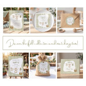 Op maat gemaakte BBQ-babyfeest Sage Gingham Rustic Ronde Sticker