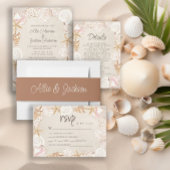 Strand Zeeschelpen Zand Seaside Bruiloft Folie Feestdagenkaart