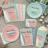 Strand Baby aan boord Gingham Baby shower Popcorn Bedankdoosjes