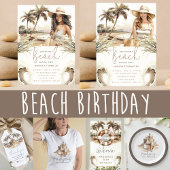 Gepersonaliseerde verjaardag Pastel Sand Beach Par T-shirt