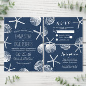 Navy Blue Beach Seashells Weddenschap Servetten (Personaliseer de collectie van deze zelfstandige maker.)