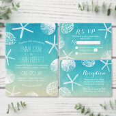 Waterverf zeeschelpen strand bruiloft receptie informatiekaartje (Personaliseer de collectie van deze zelfstandige maker.)