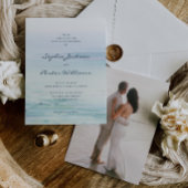 Alles in één modern strand bruiloft nodigt met fot all in one uitnodiging