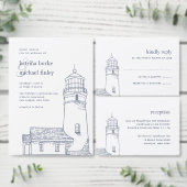 baken | Nautical Lighthouse bruiloft uitnodiging (Personaliseer de collectie van deze zelfstandige maker.)