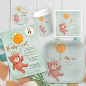 Teddybeer, Vogel en Ballonnen Baby shower Kaart