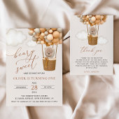 Schattige Beer, beige ballonnen, eerste verjaardag Spandoek