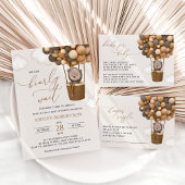 Beer, bruine ballonnen, heteluchtballon, Baby show All In One Uitnodiging