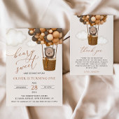 Schattige Beer, bruine ballonnen, eerste verjaarda All In One Uitnodiging