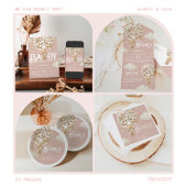 Teddy Bear Balloon Barly Wachten Baby Meisje Douch All In One Uitnodiging