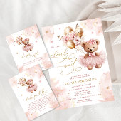 Teddy Bear Balloon Baby shower Guess spel Informatiekaartje