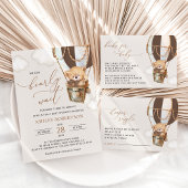 Teddy Bear, Bruine Hete Luchtballon, Baby shower All In One Uitnodiging