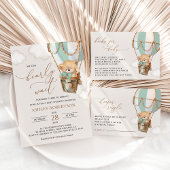 Teddybeer, groene heteluchtballon, Baby shower Bedankzakje