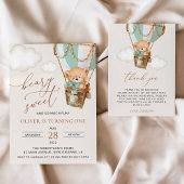 Teddybeer, groene heteluchtballon, eerste verjaard sparkling wijnetiket