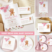 Meisje Teddy Bear Baby shower Raad hoeveel Informatiekaartje