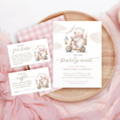 Bearly Wait Girl Baby shower keert terug Etiket