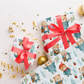 Beren geruite rustieke winterkerstpatroon inpakpapier vel