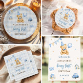 Bearly Wait Blauwe Teddibeer Baby Shower Kaart
