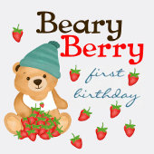 Aardbeien Cub Beary Berry eerste verjaardag Vlaggetjes