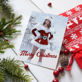 Mooie Kerstmisvrouw over Wintersneeuw Kaart