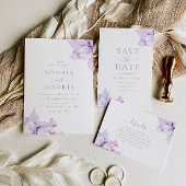 Mooie Elegantie Paarse Bloemen Bruiloft Kaart