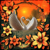 Mooie zwanen in liefde. wijn etiket