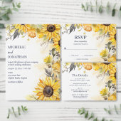 Mooie Waterverf Zonnebloem Alles in een bruiloft Kaart (Personaliseer de collectie van deze zelfstandige maker.)