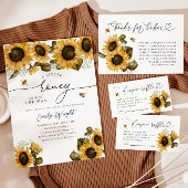 Rustiek Bijengeel Zonnebloemen Baby shower Bedankkaart