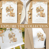 Waterverf Beige & Goud Baby shower Luierverloting All In One Uitnodiging