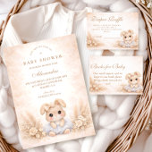Beige Bunny Floral Diapper Raffle Informatiekaartje