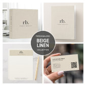 Beige Linnen Creme Textuur Eenvoudig Elegant Monog Visitekaartje