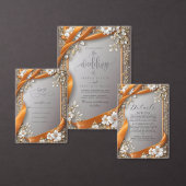Beige Oranje linten  bloemen Save the Date Kaart (Personaliseer de collectie van deze zelfstandige maker.)