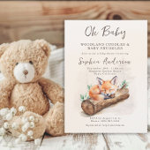 Oh Baby Warm Beige Woodland Fox Baby Shower Vierkante Sticker
