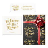 Rustic Black Gold Script Believe In The Magic Cadeaupapier