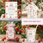 Berry 1e verjaardag Aardbeienfeest Uitnodiging