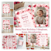 Berry First Birthday Red Gingham Bows Square Bedankdoosjes
