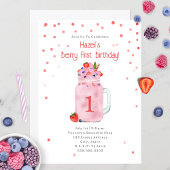 Berry First Birthday Party Smoothie Pink Kaart