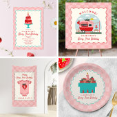 Aardbei 1e verjaardag Checker Bodysuit Spandoek