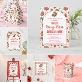 Berry First Strawberry Girl 1e verjaardag Bedankkaart