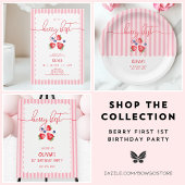 Berry Eerste Aardbeien Meisje 1e Verjaardagsfeest Ronde Sticker