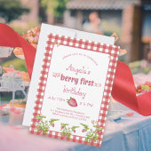 Aardbei Berry First Birthday Papieren Bordje