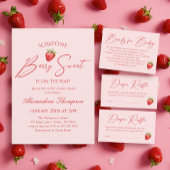 Aardbeien Baby shower Diaper Raffle Informatiekaartje