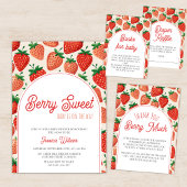 Berry Sweet Strawberry Baby shower Dank u Informatiekaartje