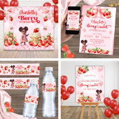 Strawberry Birthday Backdrop, Berry Birthday  Wandkleed