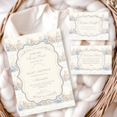 Berry Sweet Blue Toile Nursery Diapper Raffle Informatiekaartje