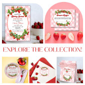 Sweet Strawberry Pink Gingham Bar Menu Douche Poster