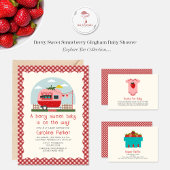 Aardbei Gingham Berry Baby shower Luier Raffle Informatiekaartje