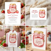 Bescheiden Baby Shower Aardbei Jam Pot Gingham Kaart