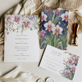 Charmante Orchideeën Trouwmenu Delicate Pastel Kaart