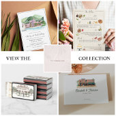 Elegante Waterverf Trakų Vokė Manor Wedding Kaart