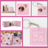 Elegant, Schattige "Beste Mam Ooit" Wit Hart op Ro Sleutelhanger